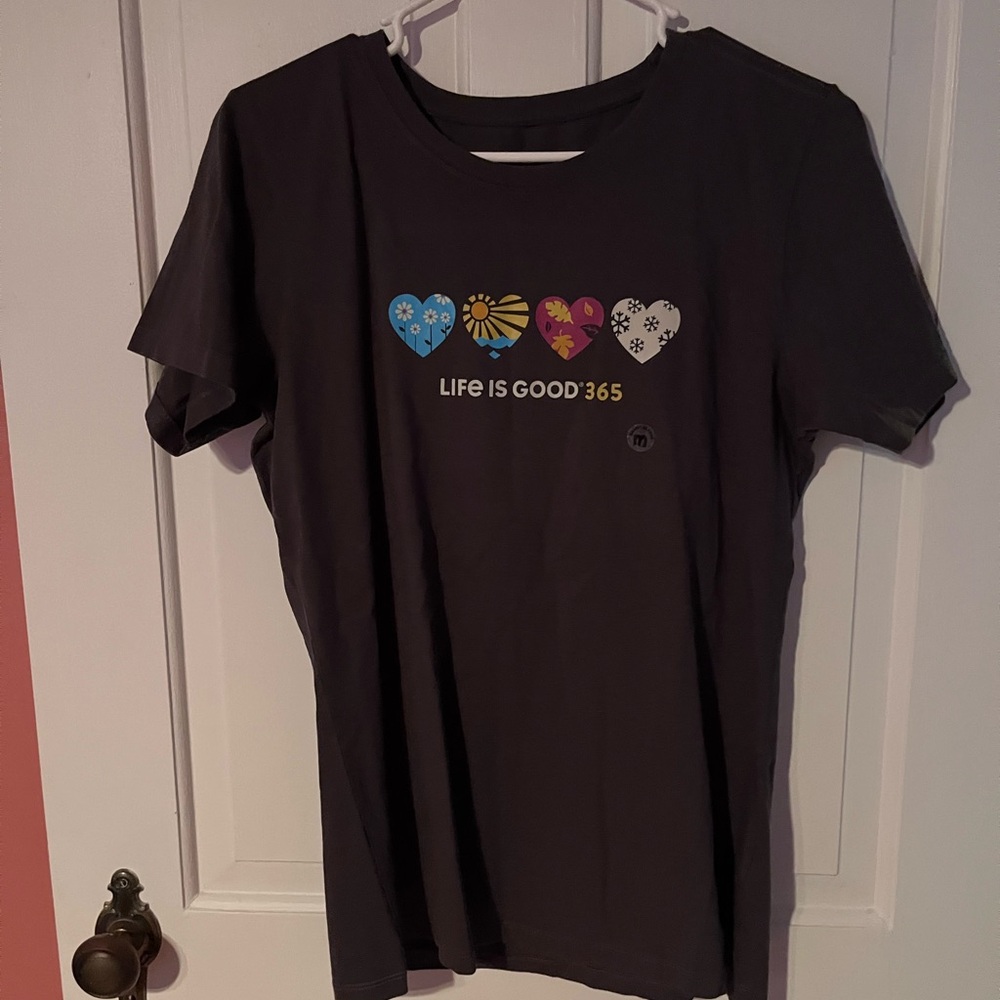 Life is Good Grey Graphic T-Shirt